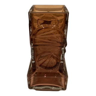 Vintage MCM Amber Art Glass Vase For Sale