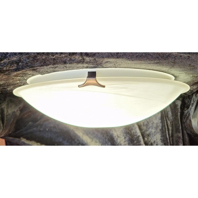 Metal Vintage Ceiling Lamp with White Marbled Glass Shade, 2000s For Sale - Image 7 of 7