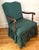 English Early 20th Century Striped Green Skirted Chair For Sale - Image 3 of 12