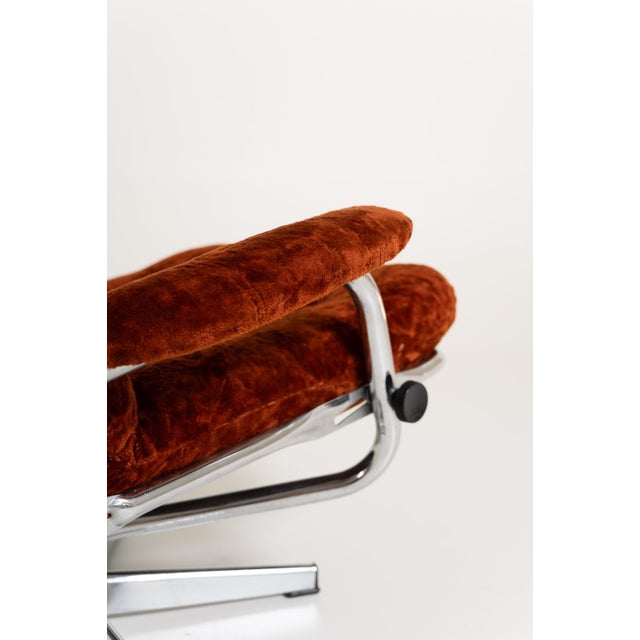 Metal Swedish Swivel Armchair in Velvet and Steel, 1970s For Sale - Image 7 of 11