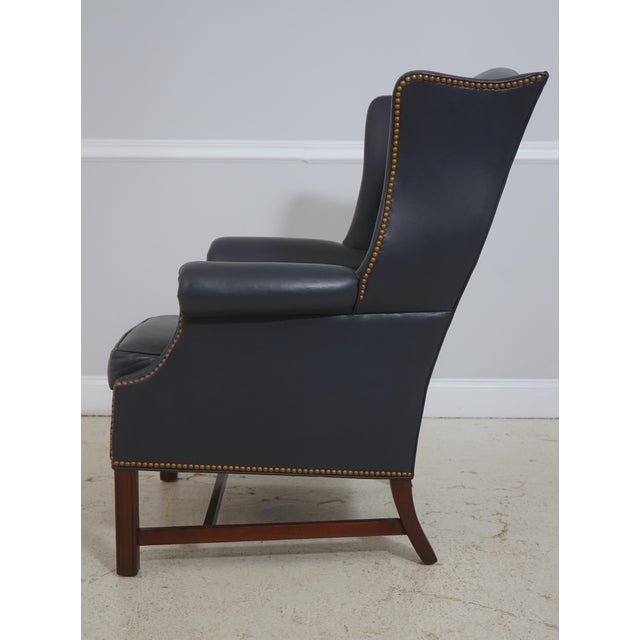 Chippendale Hancock and Moore Chippendale Style Leather Wingback Chair For Sale - Image 3 of 18