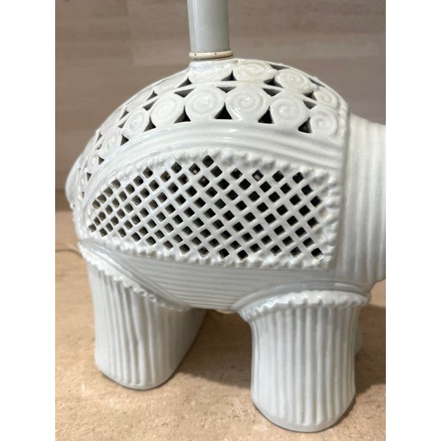 White Mid Century Blanc De Chine Elephant Lamp by Morris Greenspan For Sale - Image 8 of 10