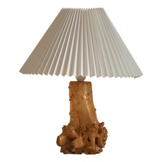Scandinavian Modern Carved Wooden Table Lamp with Engraved Inscription, 1972 For Sale