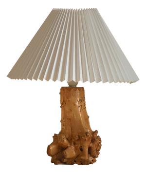 Scandinavian Modern Carved Wooden Table Lamp with Engraved Inscription, 1972
