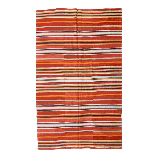 Striped Vintage Turkish Kilim Rug - 5`1" X 8`0" For Sale