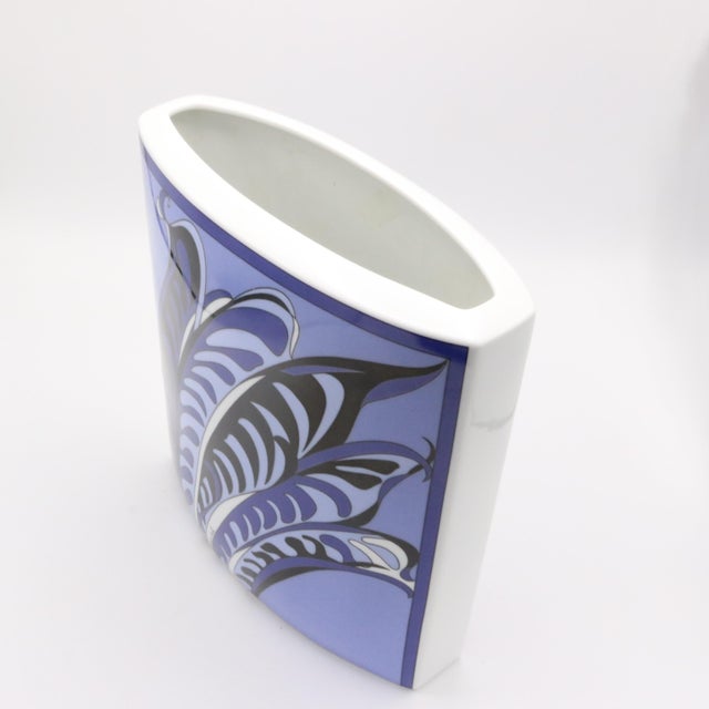 A large ceramic vase designed by Emilio Pucci for Rosenthal from Germany circa 1970. Made of white glazed porcelain with a...