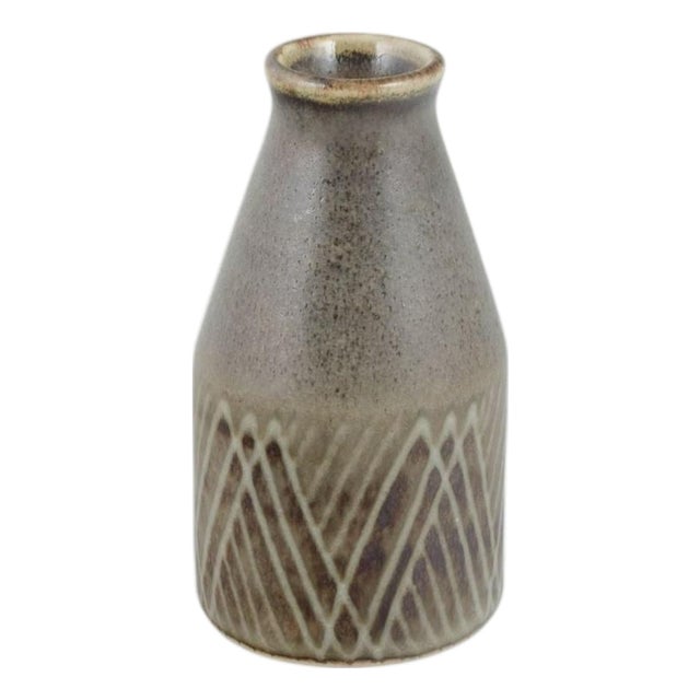 Cylindrical Stoneware Vase with Brown Glaze by Carl-Harry Stålhane for Rörstrand, 1960s For Sale