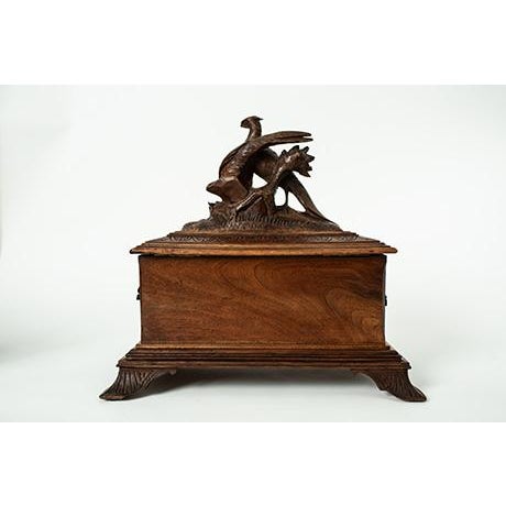 Chocolate Late 19th Century Wooden Cigar Box, Humidor Black Forest Walnut Wood For Sale - Image 8 of 11