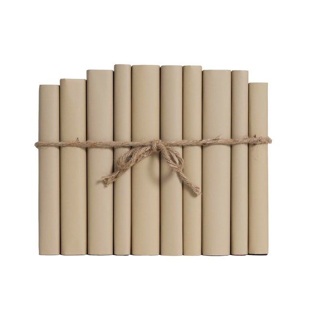 Modern Decorative Books - Sandalwood Paper Wrapped Book Bundle - 1 Foot of Tan Books For Sale - Image 3 of 4