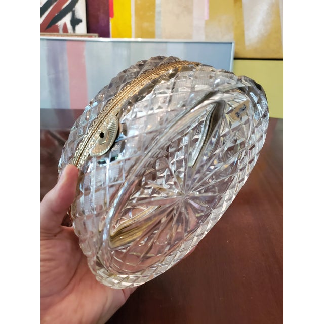 1940s Antique Attributed Baccarat Large Crystal Jewelry Box Casket For Sale - Image 11 of 12