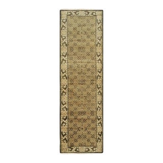 9x14 Green Hand-Knotted Wool Scrolled Leaf Border Geometric Modern Carpet Rug For Sale