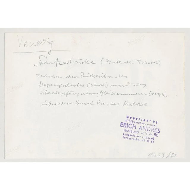 Silver Gelatine Print by Erich Andres, ca 1950. Andres was born 1905 in Germany and passed away 1992. He started his...