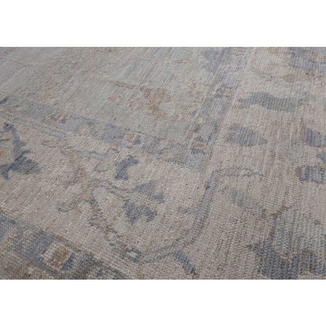 Early 21st Century Turkish Oushak Rug Blue & Taupe Handwoven Wool Rug 8'6" X 10'7" For Sale - Image 5 of 10