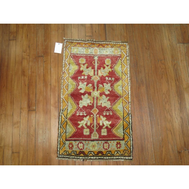 Folk Art Vintage Zabihi Collection Small Turkish Rug - 1'10" x 3' For Sale - Image 3 of 4