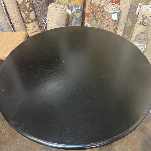 1990s Italian Round Wooden Black Center Table With Carved Pedestal For Sale - Image 9 of 13