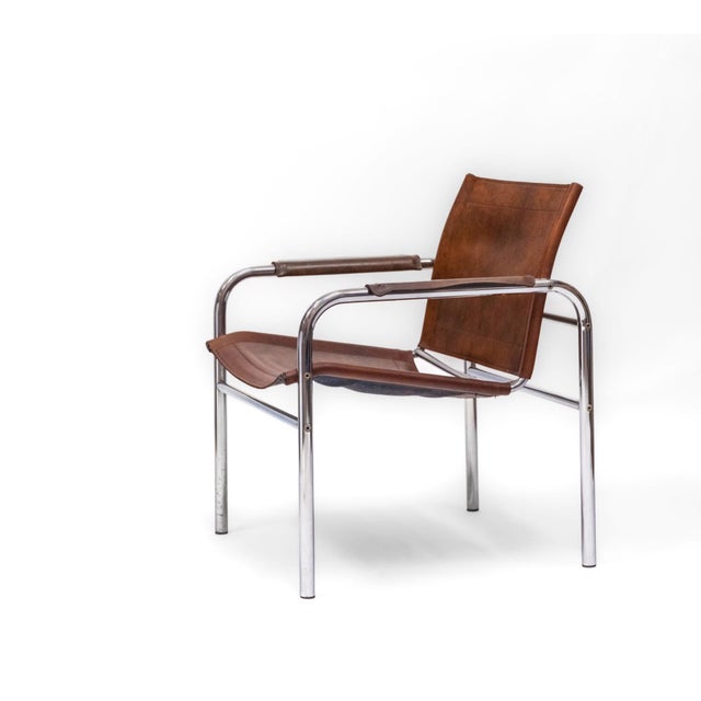 Leather and Chrome Easy Armchair attributed to Tord Björklund for Ikea, 1980 For Sale - Image 18 of 18