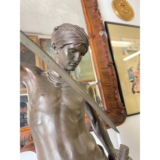 Late 19th Century Antonin Mercié 1845 - 1916 French David Le Vainqueur (David the Conqueror) For Sale - Image 5 of 12