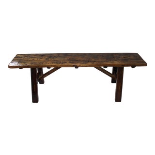 Vintage Handmade French Farmhouse Lacquered Wood Bench Table For Sale