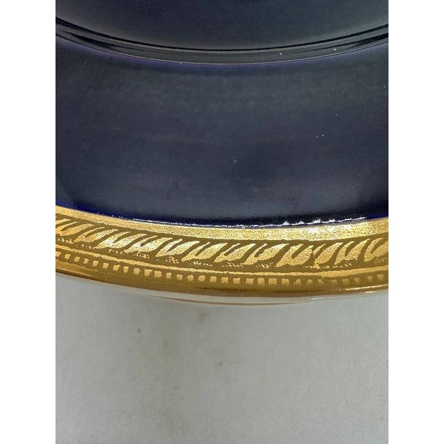 Ceramic 1930s Cobalt Floral 24k Ducal Crown Ware Plates - Set of 8 For Sale - Image 7 of 9
