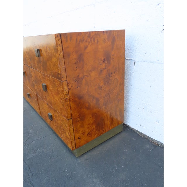 Milo Baughman by Founder Mid Century Hollywood Regency Burlwood Dresser 6625 For Sale - Image 12 of 18