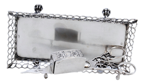Silver Morrões Tray and Scissors with Wire Rack, Set of 2