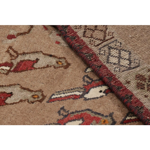 Taupe Vintage Gabbeh Persian Runner Rug, Taupe & Red Bird Pictorials - Rug & Kilim For Sale - Image 8 of 8