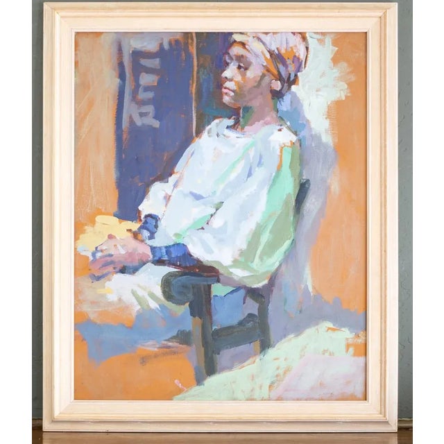 Large Impressionist Portrait Oil Painting by Gerald Spencer For Sale - Image 10 of 10