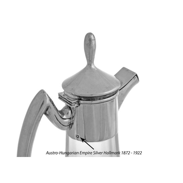 Traditional Late 19th Century Jugendstil Austro-Hungarian Silver Mount Glass Carafe Decanter Claret Jug Vincenz Carl Dub For Sale - Image 3 of 5