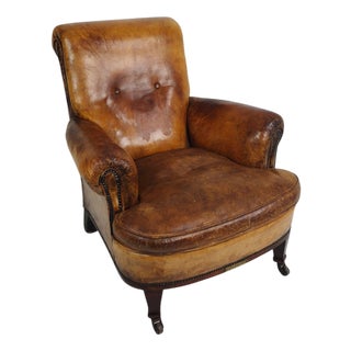Antique English Leather Club Chair, 1890s For Sale