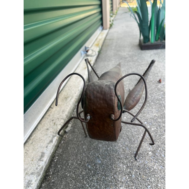 Vintage Folk Art Copper Grasshopper in Blades of Copper Grass For Sale - Image 13 of 16