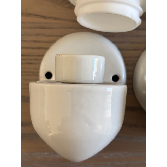 Ceramic Model 6067 Sconces in Ceramic by Wilhelm Wagenfeld for Lindner, 1958, Set of 2 For Sale - Image 7 of 12