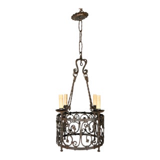Early 20th Century Iron French Chandelier For Sale