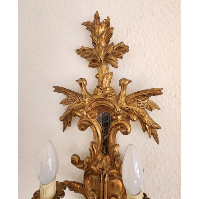 Louis XVI Neo-Classical Rocaille Wall Lamps with Gilded Carved Appliqués and Mirrored Glass, 1890s For Sale - Image 6 of 18