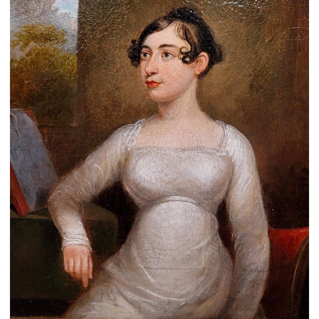 18th Century 18th Century English School -Portrait of Mary Elwell -Oil Painting For Sale - Image 5 of 11