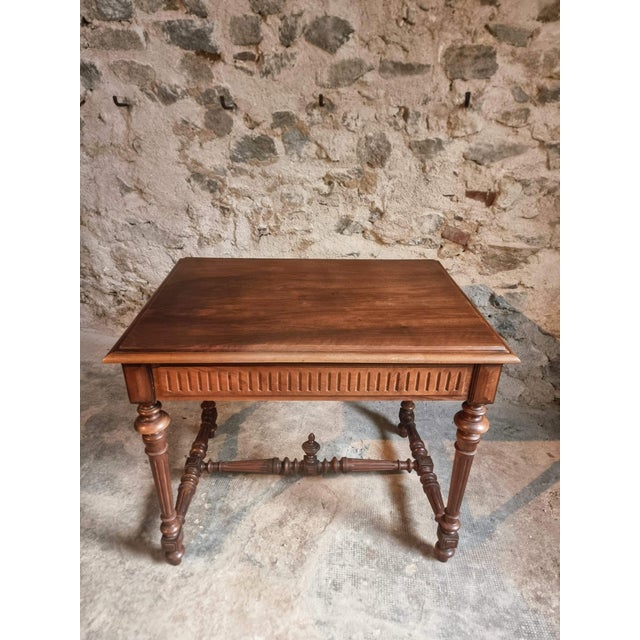 French Walnut Writing Table with Drawer, 1930 For Sale - Image 10 of 16