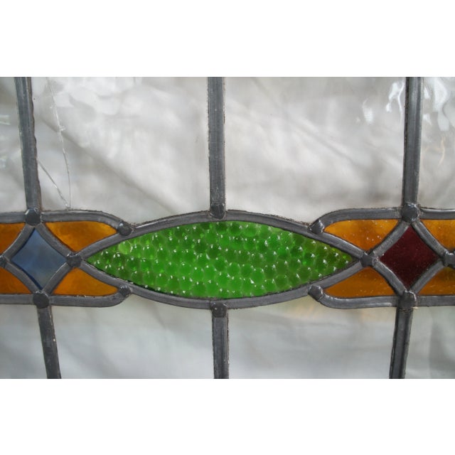 Antique Early 20th Century Arts & Crafts Leaded Stained Glass Window Panel For Sale - Image 12 of 12