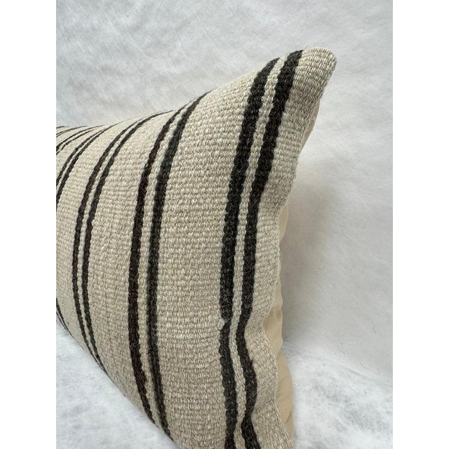 Contemporary Turkish Hemp Pillow Cushion Natural Beige Black Pillow Cushion Cover 16" x 24" For Sale - Image 3 of 4