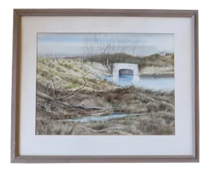 Mid 20th Century "Delaware Landscape" Watercolor Painting by Edward Lynam Grant, Framed