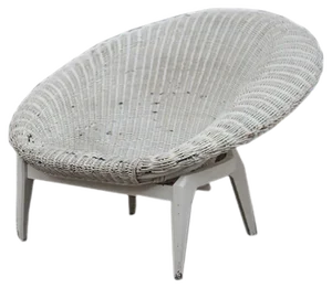 Italian Rattan & Lacquered Lounge Chair, 1950s