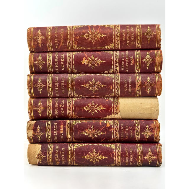 Late 19th Century Muhlbach Novels Leather Bound Books- Set of 6 For Sale - Image 4 of 9