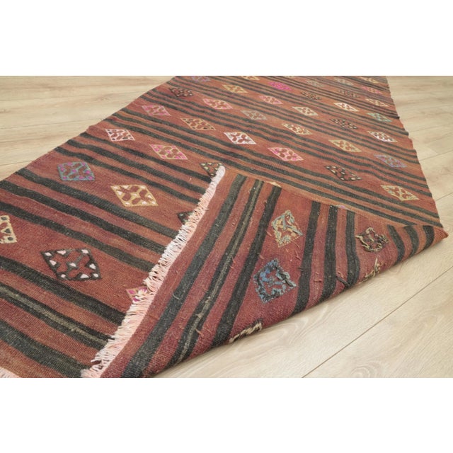 1950s Turkish Red Striped Kilim Rug For Sale - Image 9 of 13