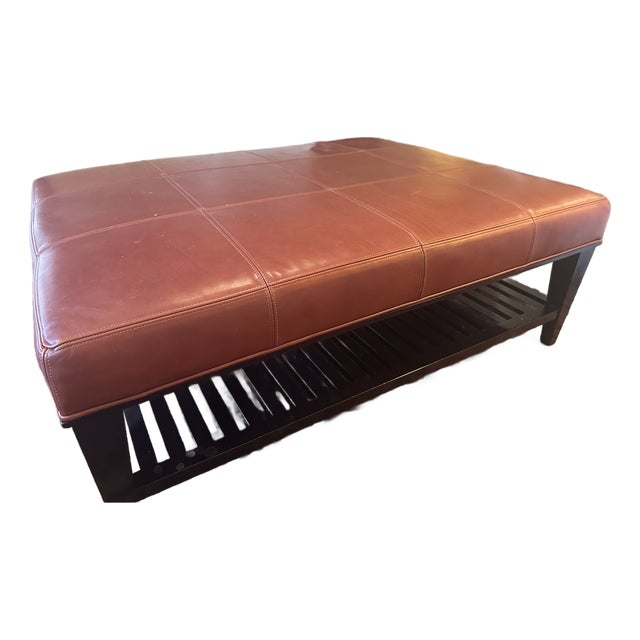 Baker by Barbara Barry Leather Ottoman For Sale