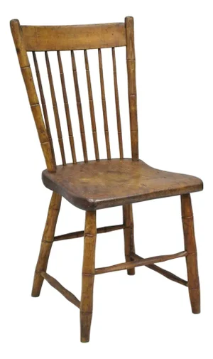 Antique Primitive Rustic French Farmhouse Wooden Faux Bamboo Side Chair