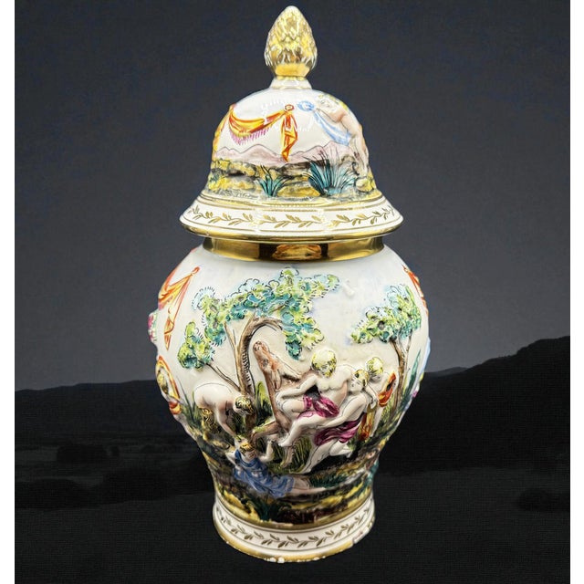 Mythological Ceramic Art Vase attributed to Capodimonte For Sale - Image 14 of 18