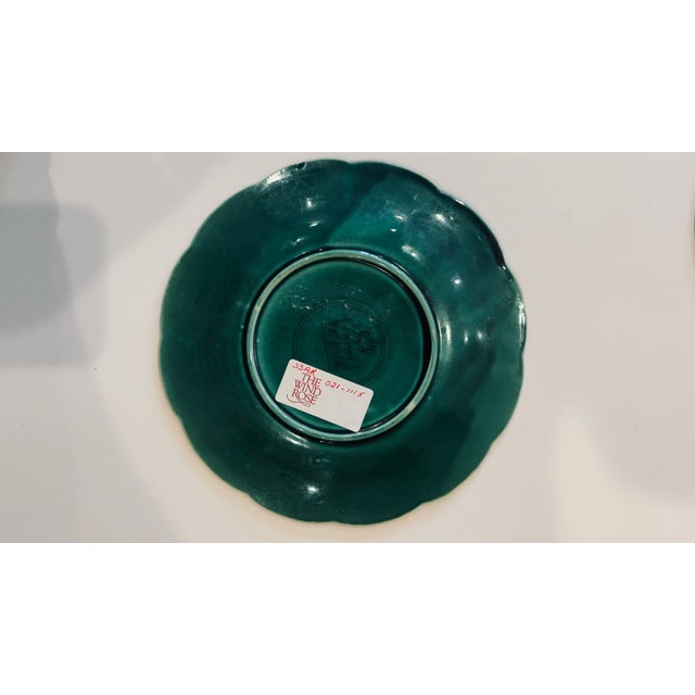 Set/6 Green Leaf Scalloped Majolica Plate From Gien For Sale - Image 4 of 13