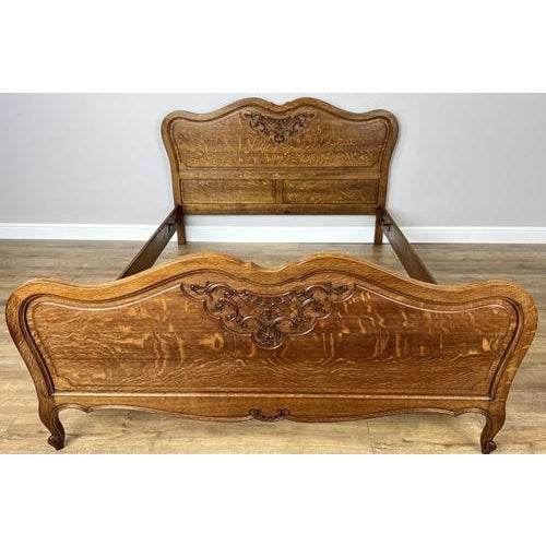 Vintage French Louis XVI Double Bed Frame in Oak For Sale - Image 3 of 12