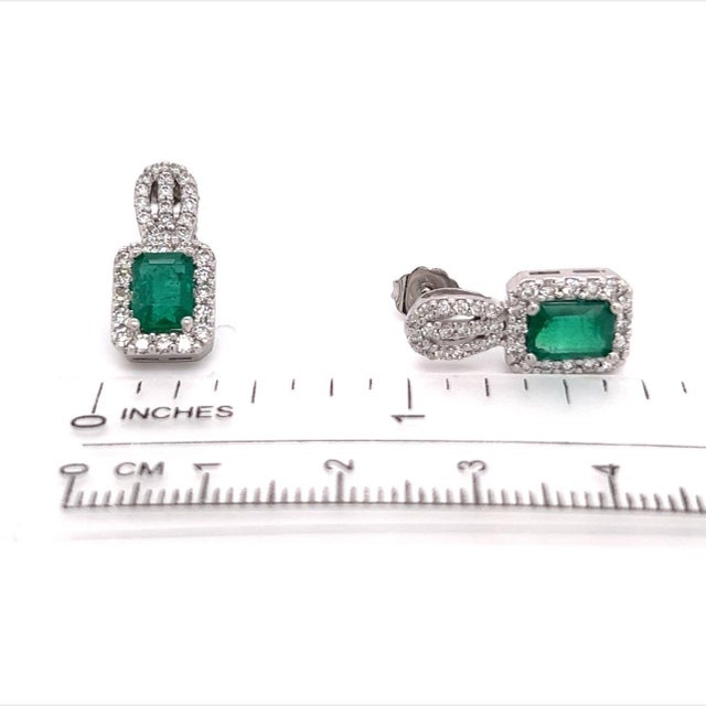 Natural Emerald Diamond Stud Earrings 14k Gold 2.74 TCW Certified For Sale - Image 11 of 12