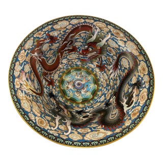 Imperial Chinese Five Clawed Dragon Motif Cloisonné Bowl For Sale