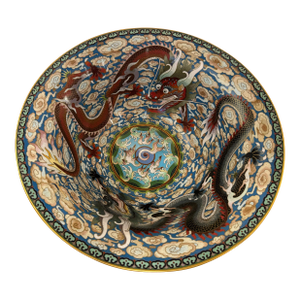 Imperial Chinese Five Clawed Dragon Motif Cloisonné Bowl