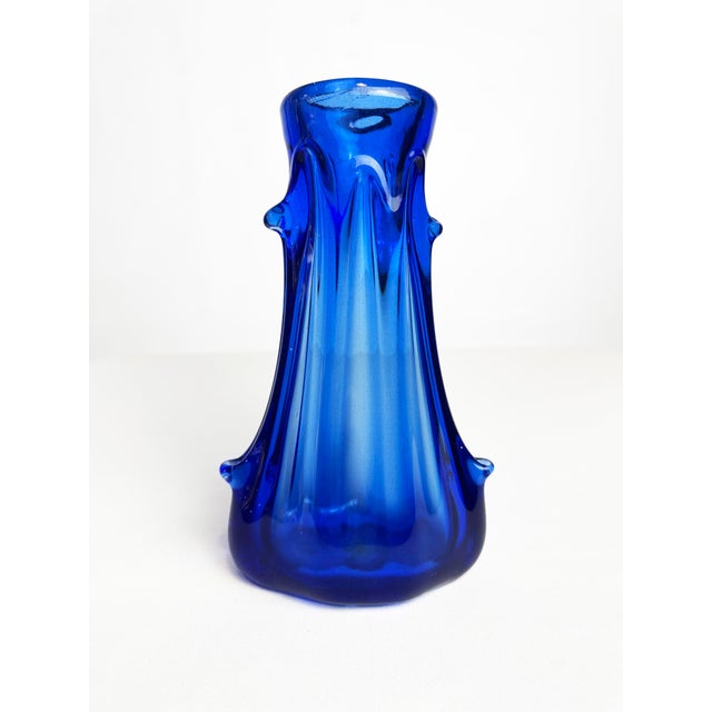 Italian Hand-Blown Cobalt Blue Murano Art Glass Vase, 1960 For Sale - Image 10 of 13